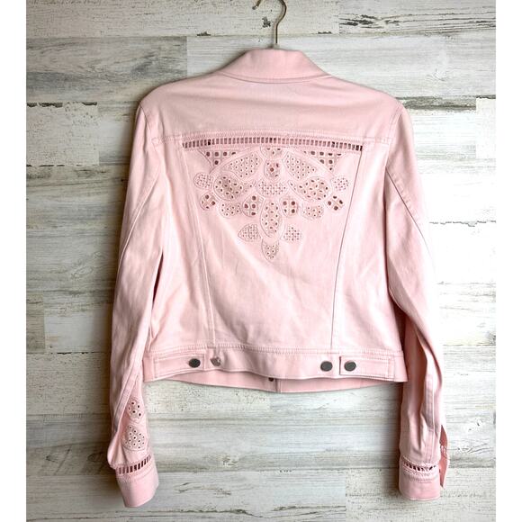 Per Se by Carlisle womens 2/4 Stephanie pink denim cutout Pant Jacket set NEW - Picture 8 of 13